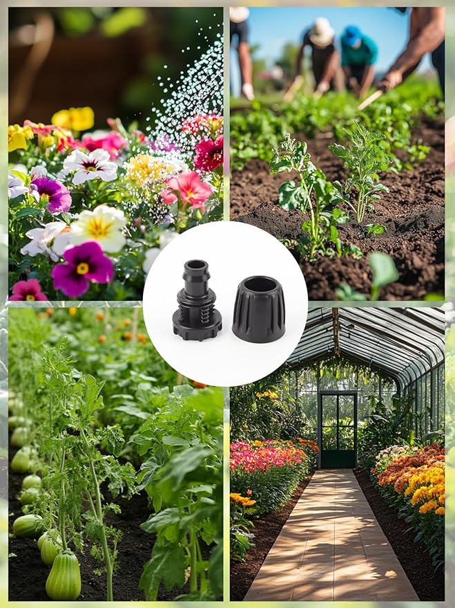 Kalolary 12PCS 1/2" Irrigation Fittings Drip Irrigation End Cap for (1/2" ID x0.6-0.63" OD) Tubing Anti-Drop Irrigation Fitting End Plug for Drip Tubing (1/2 End Caps)