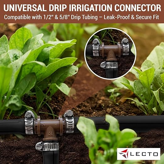 LECTO Universal 5/8", 1/2", .700" Drip Line Repair Kit – Tee, 1