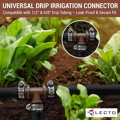 LECTO Universal 5/8", 1/2", .700" Drip Line Repair Kit – Tee, 1
