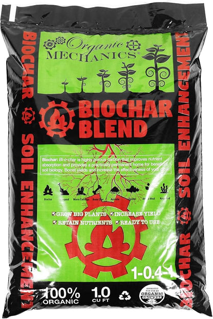 Organic Mechanics Biochar Blend Soil Amendment – 1 Cu Ft – Lifetime Amendment with Biochar, Compost, Worm Castings & Micronutrients for Bigger Plants, Higher Yields, and Healthier Soil
