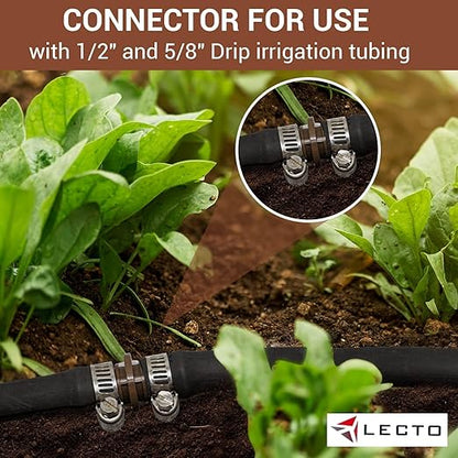 LECTO Universal 5/8", 1/2", .700" Drip Line Repair & Extension Kit – Plastic Coupler with 2 Stainless Steel Hose Clamps