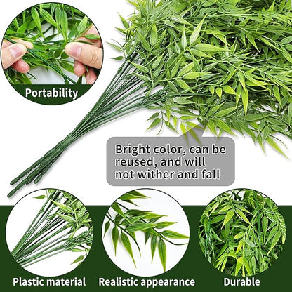 Toprooms Hanging Fake Plants,2 Pcs Faux Eucalyptus Leaf Greenery Vine Plant Faux Plants Fake Ivy Room Decor Home Garden Wedding Party Indoor Outdoor Decorations (Bamboo Cotyledon)