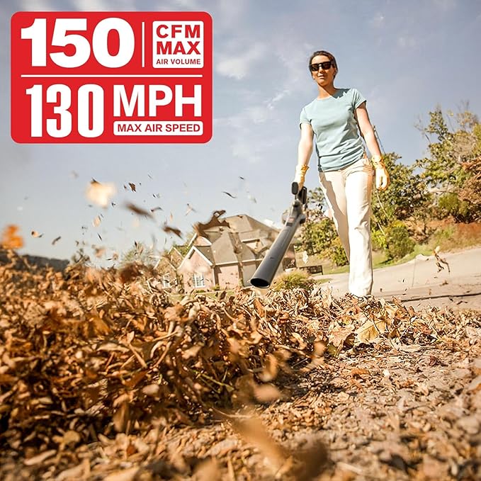 MZK Cordless Leaf Blower,20V Battery Powered Electric Blower for Lawn Care, Electric Lightweight Leaf Blower for Blowing Leaves, Patio Cleaning, Lawn Care and Dust(2 * 2Ah Battery & Charger Included)