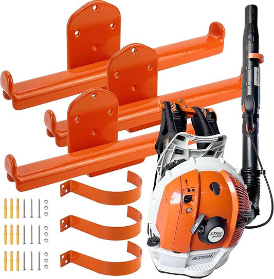 Backpack Leaf Blower Hanger with Tube Hook, 3 Pack Backpack Sprayer Wall Mount, Heavy Duty Chainsaw Wall Mount Stand Accessories Garage Organization Storage