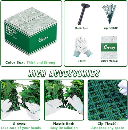 Artificial Boxwood Panels, Grass Wall Panels 20"x20"(12pcs), Privacy Hedge Fence Screen with UV Protection, Fake Greenery Backdrop for Indoor Wedding and Outdoor Garden Backyard