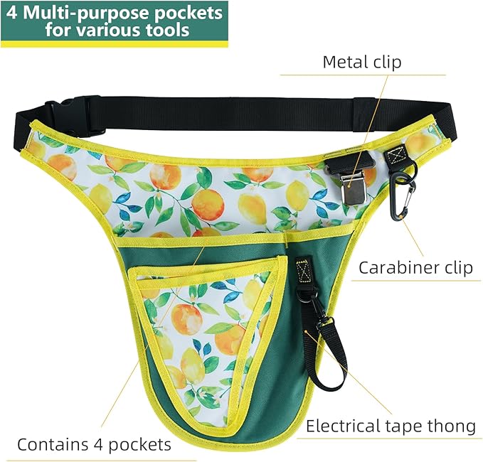 KUNN Garden Tool Belt for Women,Waist Pouch Apron with Pockets for Gardening,Florists