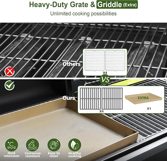 Brand-Man Propane Gas and Charcoal Grill Combo,Grill and Griddle Combo Dual Fuel BBQ Grill with Dual Lids for Outdoor Barbecue, Black