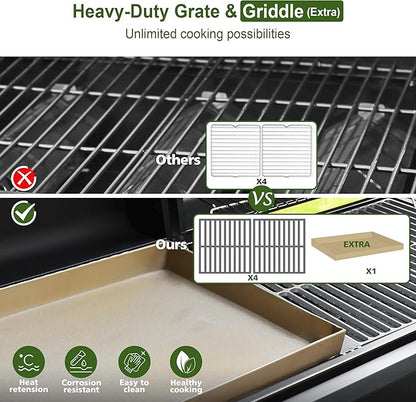 Brand-Man Propane Gas and Charcoal Grill Combo,Grill and Griddle Combo Dual Fuel BBQ Grill with Dual Lids for Outdoor Barbecue, Black