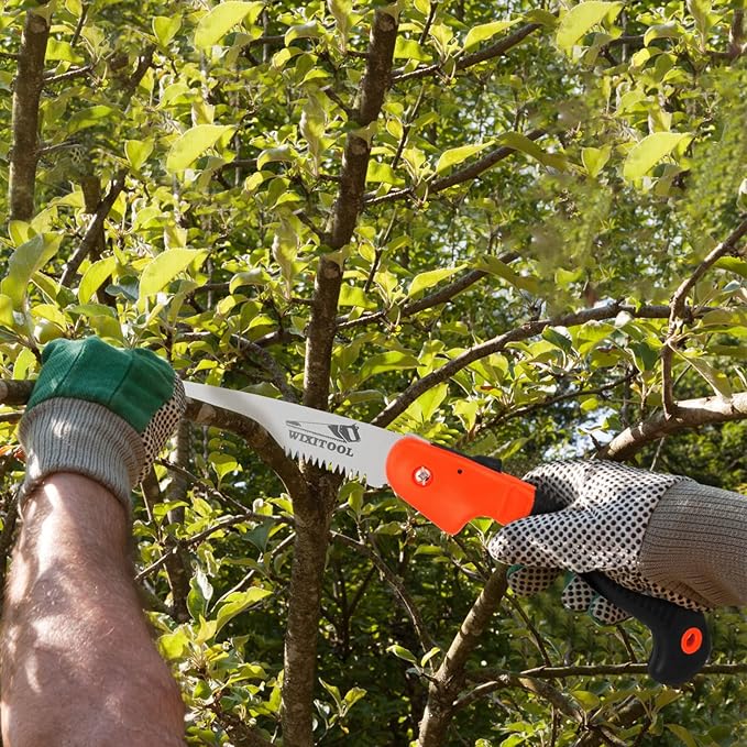 Folding Pruning Saw, Hand Held Design Jab Saw for Trimming Gardening Camping Hiking PVC Bone Cutting Wood, Portable Survival Foldable Saw with Rugged Blade(7") Ergonomic Non-Slip Handle Security Lock