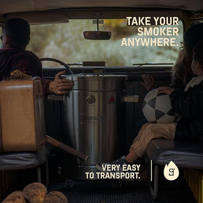 Charcoal Grills - Basic 25 lbs - Stainless Steel Smoker Grill 3-in-1 for Cooking & Home BBQ - Portable Vertical Smoker Barrel for Outdoor & Camping - Meat Grill with Thermometer & Accessories