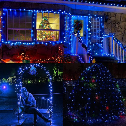 LJLNION Christmas String Lights, 150 Count 33 FT Incandescent Mini Green Wire Fairy Light, 120V UL Certified Connectable Xmas Tree Lights for Patio, Holiday, Party, Outdoor Indoor Decoration, Blue