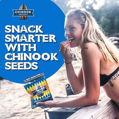 Chinook Seedery Roasted Jumbo Sunflower Seeds - Keto Snack - Best For Snack Packs - Gluten Free, Non-GMO Sunflower Seeds Snacks - Flavored 4 oz (Pack of 3) - Lemon Pepper Flavor
