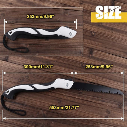 10Inch Hand Saw for Wood Cutting Camping Folding Saw Pruning Saw SK5 Saw Blade Drywall Saw Hand Tools for Camping Gardening with Plier lanyard and Work Gloves for Cutting
