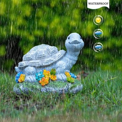Garden Statue Turtle,Solar Turtles Decor for Outdoor,Resin Tortoise Figurine with Solar Light for Patio,Balcony,Yard,Lawn Ornament,Perfect Garden Gift