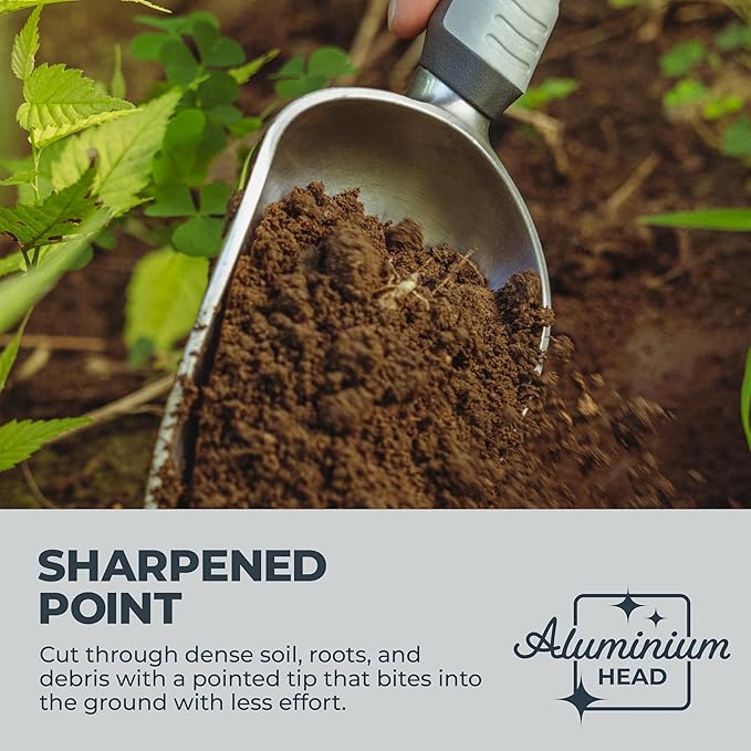 Woodland Tools Heavy Duty Garden Trowel – Full Tang Aluminum Construction, Extra Wide Scoop, Sharpened Point, Ergonomic Cushioned Grip, Rust Resistant Hand Tool for Digging in Clay and Tough Soil