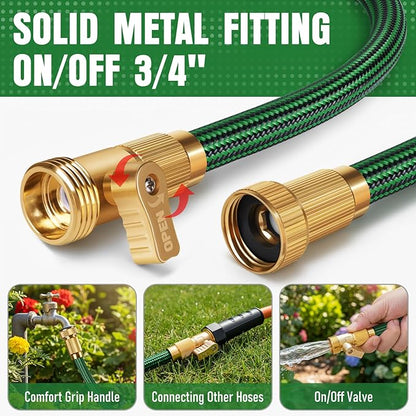 Garden Hose 25 ft NON-EXPANDABLE Water Hose, Flexible & Lightweight Kink Resistant Hybrid Hose, Leak-Proof Heavy Duty, Super Durable Fabric with 3/4" Solid Brass Connectors