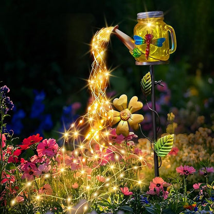 Solar Watering Can Light, Yard Outdoor Decor Lights, IP65 Waterproof, Hanging Dragonfly Garden Light, Outside Garden Flower Bed Decor, Women Gift, Birthday Gifts
