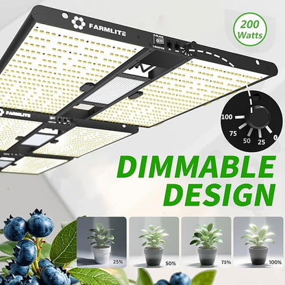 FARMLITE Grow Light for Indoor Plants Quantum Board Grow Light Full Spectrum Led Grow Lights Growing Lamp Daisy Chain Dimmable (200Watts)