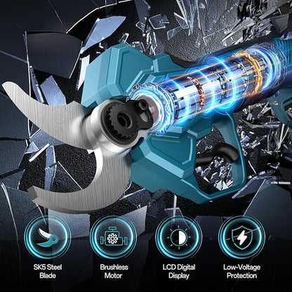 Cordless Electric Pruning Shears for Makita 18V Battery(NOT Included), 2" Cutting Diameter Brushless Power Pruner, LCD Display, 4 Levels Adjustable, Branches Cutter for Tree & Flower Trimming
