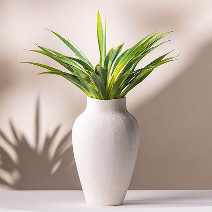 Vase and Succulents White Textured Ceramic Vase 10.5 Inch with Aloe Plant 19 Inch Minimalist Vases for Centerpieces Home Decor with Faux Aloevera Leaf Agave Plant in Decorative for Entryway Decor