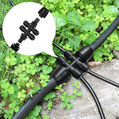 MIXC 4 Packs 1/2''to 1/4''Barbed Tee Quick Connector,Drip Irrigation Fittings for 4-Way Connector