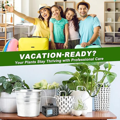 Automatic Plant Waterer Indoor: Drip Irrigation System with Large Display, Easy Programming, Vacation Plant Watering Devices for 15 Potted Plants, New Upgraded Christmas Tree Watering System