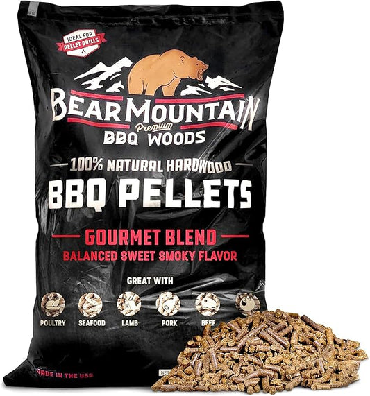 Bear Mountain All Natural Gourmet Blend Wood Pellets for Smoker, Grill & BBQ, 20 Lbs