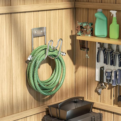 Stainless Steel Garden Hose Holder - Silver SS304 Water Hose Holder - Wall Mounted Hose Hanger Heavy Duty for Water Hose Extension Cords Vacuum Hose, Anti-Rust (1 Pack)