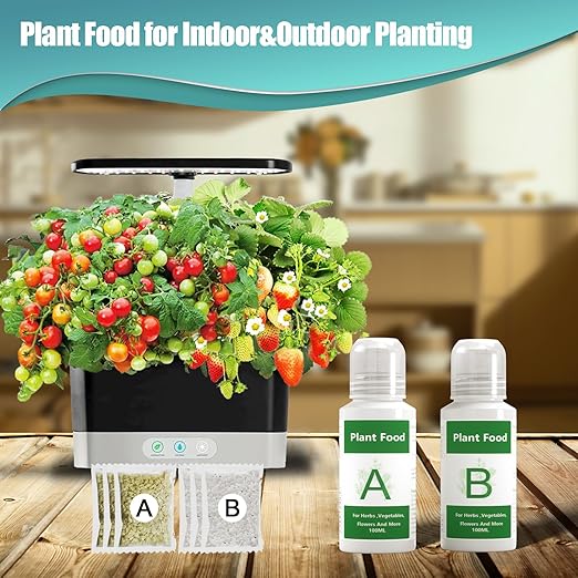 Hydroponics Nutrients for Aerogarden(800ml in Total), Plant Food A & B Hydroponics Supplies, Indoor Plant Fertilizer for Hydroponics Growing System, Hydroponic Solution for Vegetables Thrive
