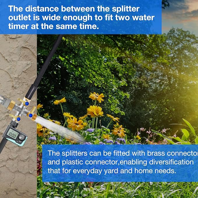 Brass Garden Hose Splitter, 3 Way Hose Splitter, Outdoor Hose Splitter, GHT 3/4 In, Female Inlet And 3 Way 3/4 In (Increase Flow Style) (silver)