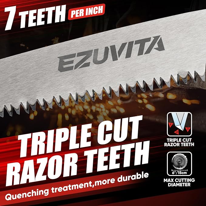 3PC Gardening Folding Saw with Pruner and Shears Set, 7 inch Hand Saw, Stainless Steel Garden Scissors 2 Pack, Professional Gardening Tools for Wood Cutting, Landscaping, Trimming, Picking