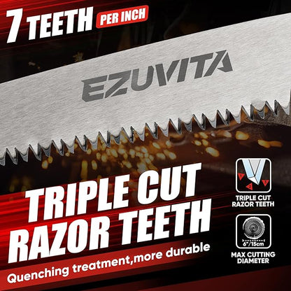 3PC Gardening Folding Saw with Pruner and Shears Set, 7 inch Hand Saw, Stainless Steel Garden Scissors 2 Pack, Professional Gardening Tools for Wood Cutting, Landscaping, Trimming, Picking