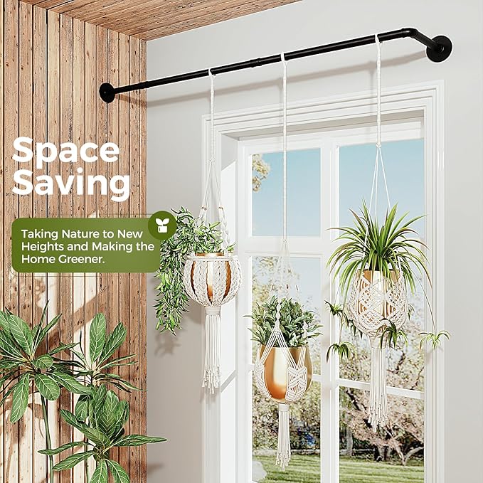 Bamworld Hanging Planters Indoor Plant Hangers with Metal Rod (Pot & Plant Not Included) 42in
