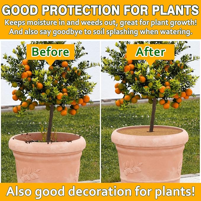 ZeeDix 3 Pack Coconut Fiber Mulch Ring, 24 Inch Coco Coir Tree Ring Mulch Mat, 100% Natural Tree Protector Mat Plant Cover Ring Coconut Coir Discs Tree Mats Mulch Rings for Indoor Outdoor Trees Plants