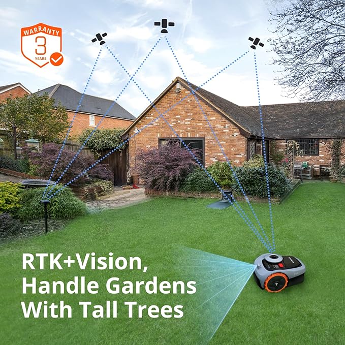 Segway Navimow i105N Robot Lawn Mower Perimeter Wire Free 1/8 Acre RTK+Vision Robotic Lawnmower, AI-Assisted Mapping, Virtual Boundary, APP Control, 58dB(A) Quiet, Multi-Zone Management