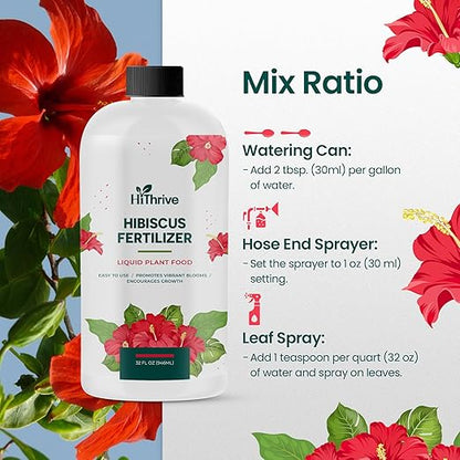 32oz Hibiscus Fertilizer - Makes 32 Gallons of Hibiscus Flowers Plant Food Outdoor - Indoor Plant Fertilizer Liquid for Vibrant, Showy Flowers, Greener Leaves, Strong Roots, and Lush Growth