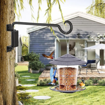 12 Inch Outdoor Hanging Brackets - 360° Swivel Plant Hanger with 12-Directional Adjustable Hook, Rust Resistant Solid Steel Wall Mount for Bird Feeders, Indoor/Outdoor Plants, Garden & Patio