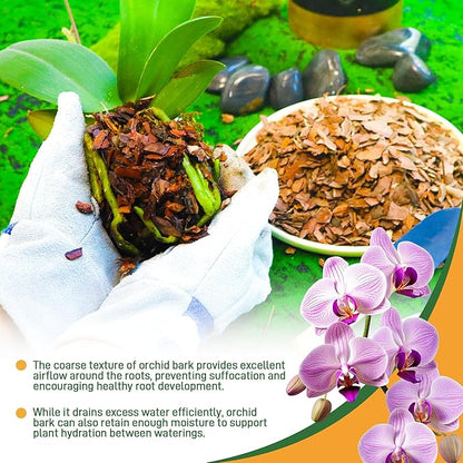 9qt Orchid Bark Horticultural Grade- Natural Mulch for Potted Plants, Root Development of Orchid Plants and Garden Soil Amendment Mix
