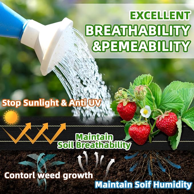 Shade&Beyond Custom 1ftx84ft Weed Barrier Fabric, 3.5oz Heavy Duty Landscape Fabric with Superior Permeability Weed Control, Garden Woven Ground Cloth with Staples