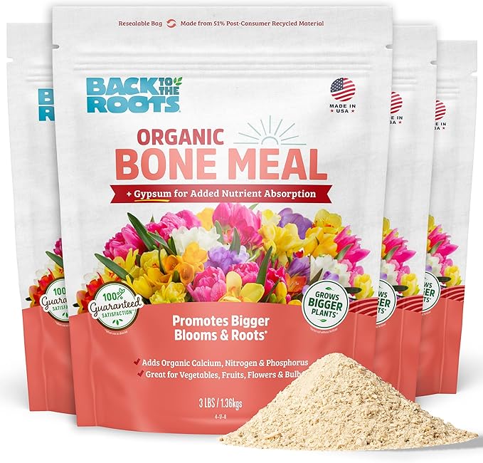 Back to the Roots Organic Bone Meal with Gypsum (3lb, Pack of 4)