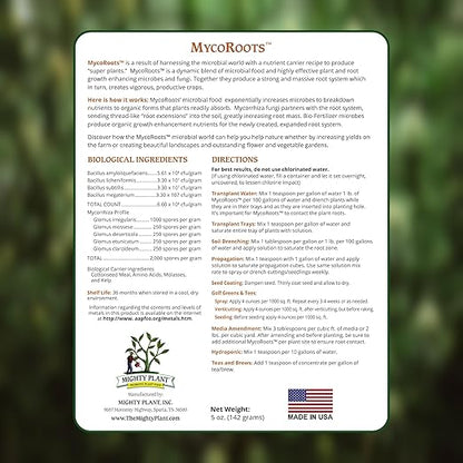 Organic Root Enhancer 500 Spores/Gram Ultra-Concentrated Mycorrhizal Fungi – MycoRoots for Optimal Plant Growth & Health | Boost Soil Nutrient Absorption (1, Pounds)