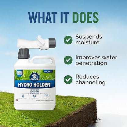 Turf Titan Hydro Holder Hose End Wetting Agent - Suspends Moisture in Your Grass Soil, Improves Water Drainage & Nutrient Uptake in Your Turf Grass, Promoting Healthy Soil - Covers 8,000 sq ft (32 oz)