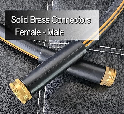 Atlantic Heavy Duty Garden Hose 30 ft x 5/8 Inch Black Color Flexible Water Hose with Solid Brass Fittings (30 Feet)