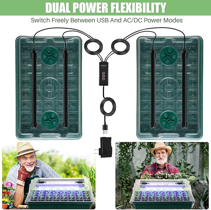 Saillong 4 Pack Seed Starter Tray with Grow Light, 80 Cells Indoor Greenhouse Kit, 360° Full Spectrum LED, Smart Timer, 5 Brightness Levels Indoor Plant Starter Kit for Home Gardeners