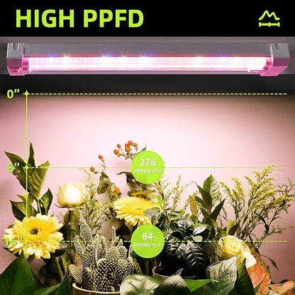Hlite 16inch Adjustable Full Spectrum Plant Growing Lamps- Linkable Grow Lights for Indoor Plants Plug and Hanging Design with On/Off Switch Timer Hanging Grow Light from Seedling to Flowering，White