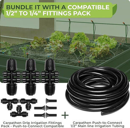 Carpathen 50 FT 1/2 Irrigation Tubing Mainline - Drip Irrigation Tubing Perfect for Push-To-Connect Garden Irrigation System, or as Blank Distribution Hose for Any Gardening Project