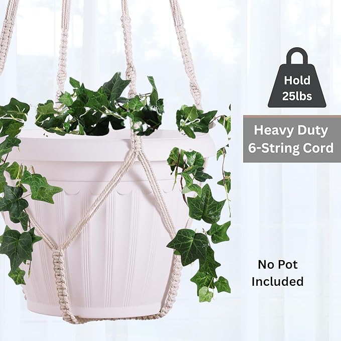 2 Pack Giant XXL 55 Inches Macrame Planter Hanger Large for 15 inch Pot + Swag Hook | Extra Large Hanging Planter for Indoor Plants | No Pot/Plant Included (XXL)