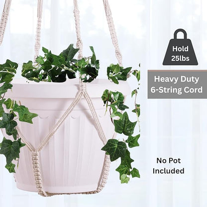 2 Pack Giant XXL 55 Inches Macrame Planter Hanger Large for 15 inch Pot + Swag Hook | Extra Large Hanging Planter for Indoor Plants | No Pot/Plant Included (XXL)