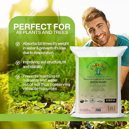 Premium Engineered Biochar Soil Amendment (Small 30 Qts) – 100% Natural Active Carbon Award-Winning Biochar for Gardens | Organic Soil Amendment for Plants, Boosts Nutrients & Reduces Fertilizer Use