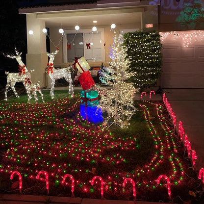 YEGUO 200 LED 66ft Christmas Lights Outdoor Waterproof, Red and Green String Lights Indoor, Green Wire Twinkle Tree Lights Plug in with Timer Memory 8 Modes